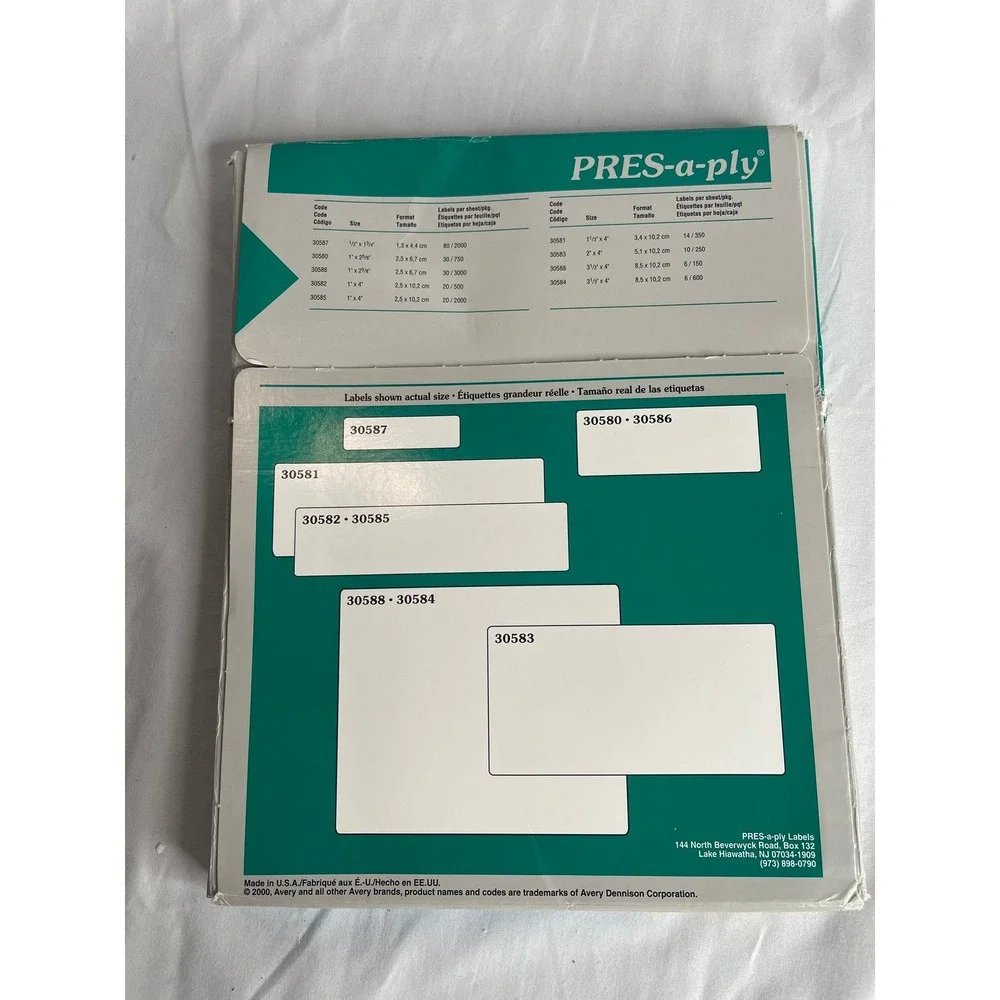 PRES-a-ply 30585 White Ink Jet Labels 1 x 4 Inch 2000 Count 100 Sheets Permanent